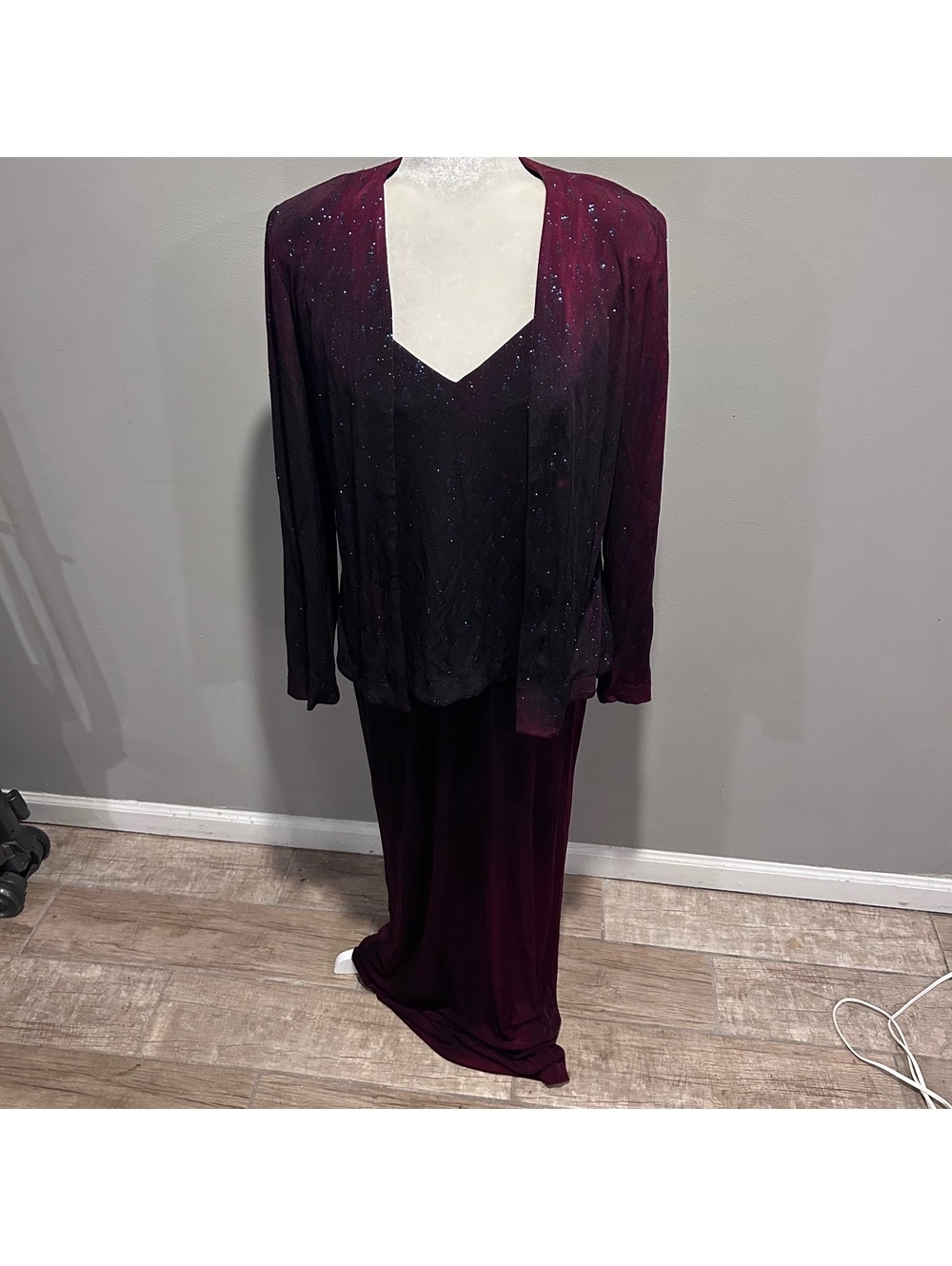 Vintage 90 Saks Fifth Avenue Huey Waltzer Layered Evening Dress jacket Sz 10 USA